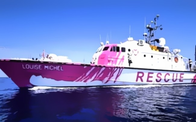 Banksy's rescue boat the 'Louise Michel'