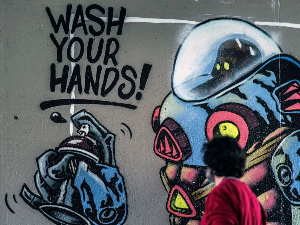 Wash your hands spray paint art
