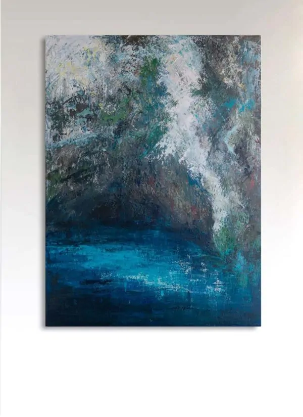'Limni' original acrylic landscape abstract painting by Fiona McLauchlan Hyde