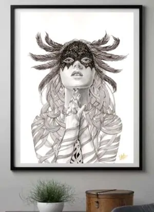 Sorceress female portrait art print by Raffaella Bertolini