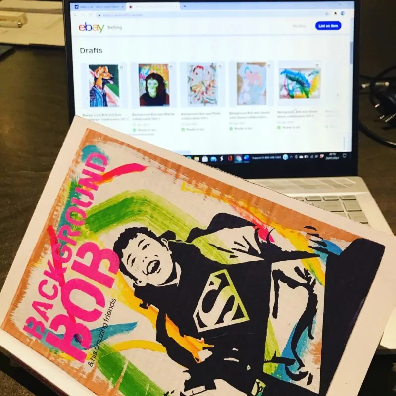 All the artworks are being listed individually on eBayready for the Background Bob Auction on 28th February