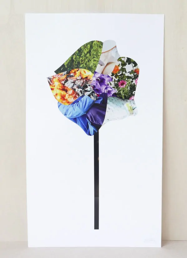 Spin Flower original abstract art collage by James Ellis