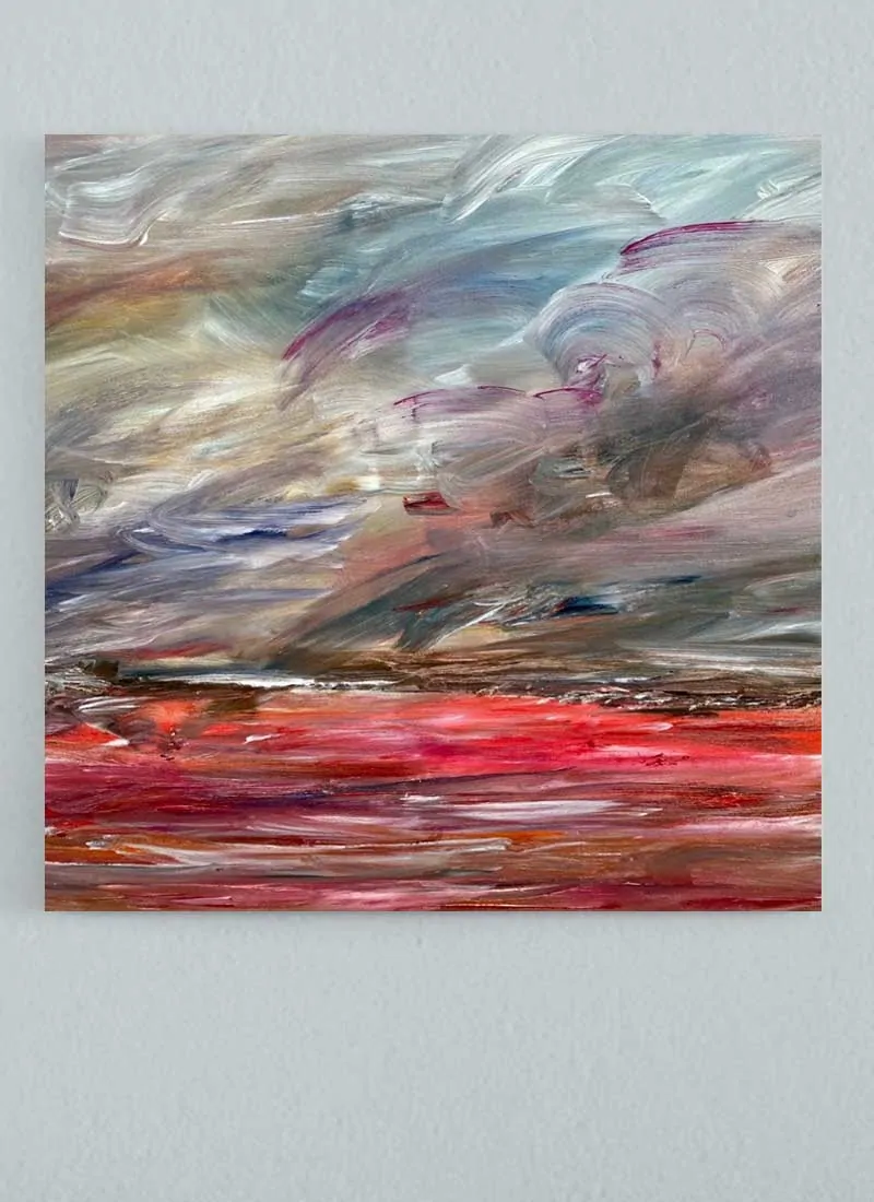 Far Away Original Mixed Media Abstract Landscape by Helen Lack