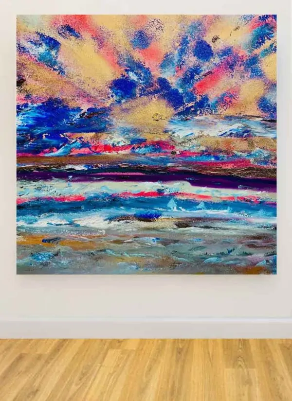 Sunrise Abstract Mixed Media Original Painting by Helen Lack