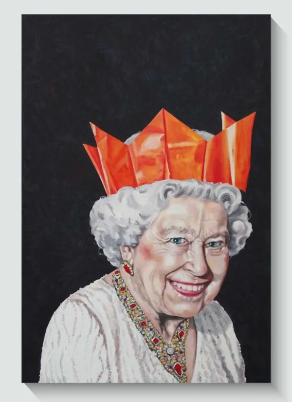 One Likes To Party Original Queen Portrait Art by Louise Bird