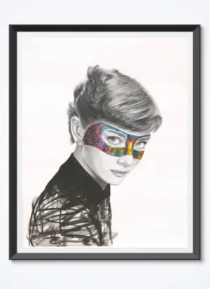 My Masked Lady Audrey Hepburn Urban Art Print by Raffaella Bertolini