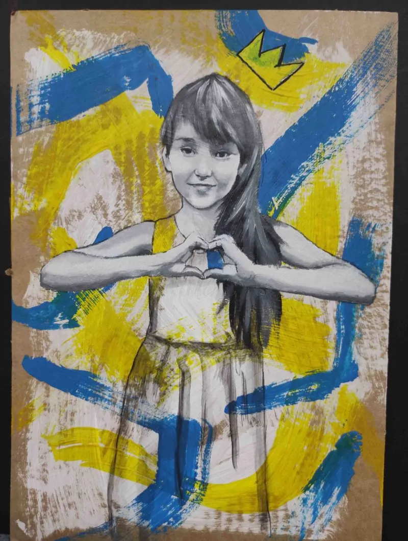 'Polina' a collaboration between Raffaella Bertolini and Background Bob for the Ukraine Art Auction