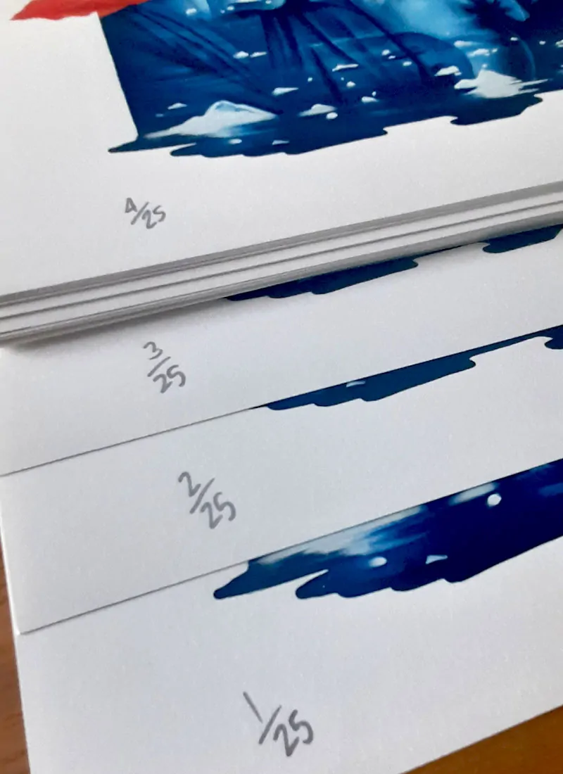 Each print is numbered by the artist Nathan NYCES Murdoch